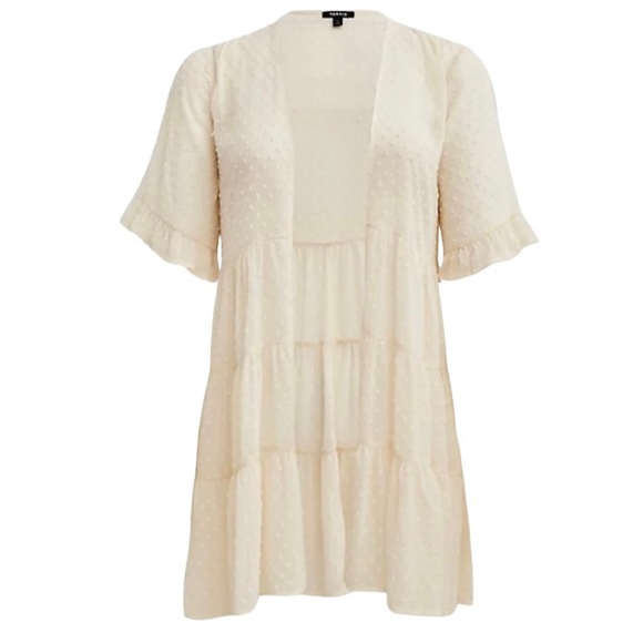 Torrid Women’s Plus Size Cream Tiered Ruffle Open Kimono Clip Dot Size 2X, 3X 4X - Picture 1 of 13
